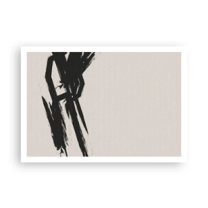 Plakat - Dynamiczne pociągnięcia pędzla w czerni na jasnym tle - 100x70cm - Niepohamowany pęd - Nowoczesna dekoracja ścienna do salonu i sypialni ARTTOR