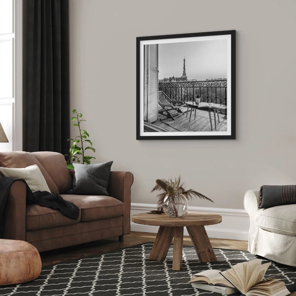 Plakat w czarnej ramie - Paryskie popołudnie - 50x50 cm