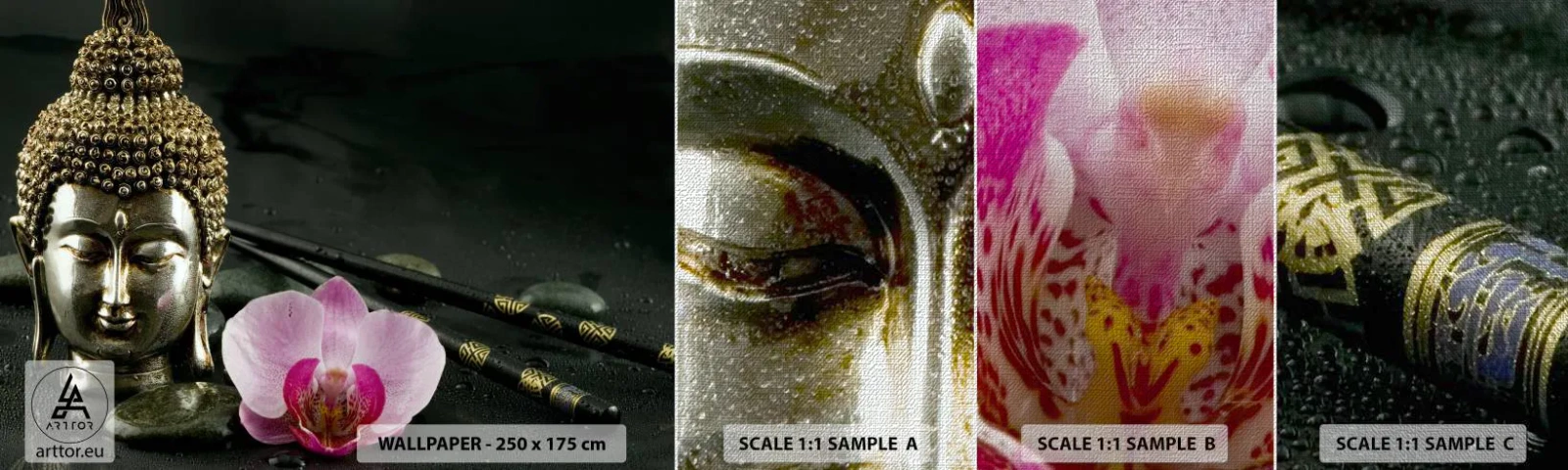 Fototapeta Próbka Premium Canvas - Harmonia mądrości i piękna - Budda, Religia, Wiara - 100x30 cm