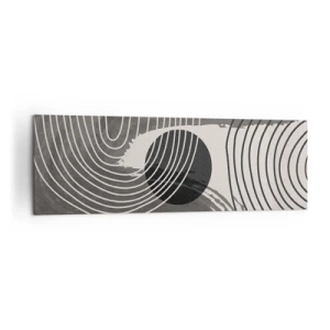 Obraz na płótnie - Geometryczne linie i owale w monochromatycznych odcieniach - 160x50cm - Owal zwycięża - Nowoczesna dekoracja ścienna do salonu i sypialni ARTTOR