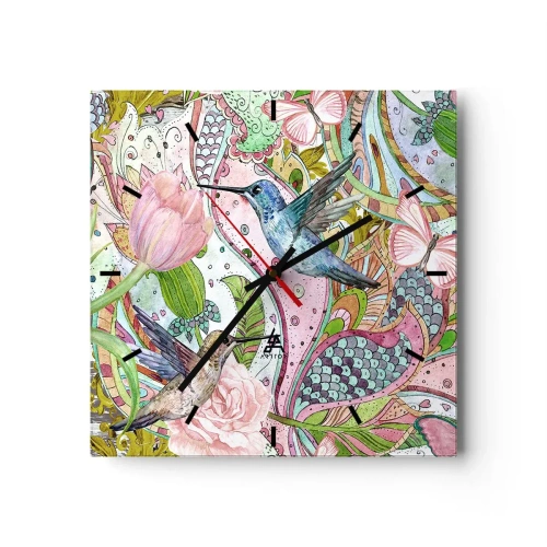 Zegar ścienny - Wplątane w pnączach - 40x40 cm