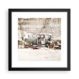 Plakat w czarnej ramie - Podróż czas zacząć - 30x30 cm