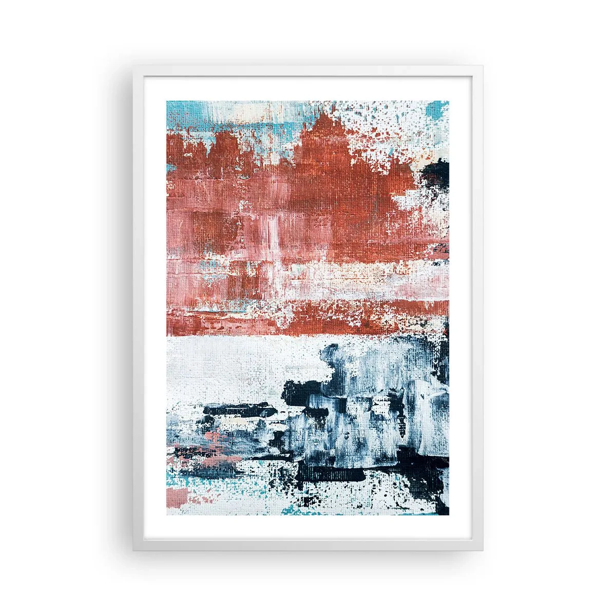 Plakat w białej ramie - Abstrakcyjne pół na pół - 50x70 cm