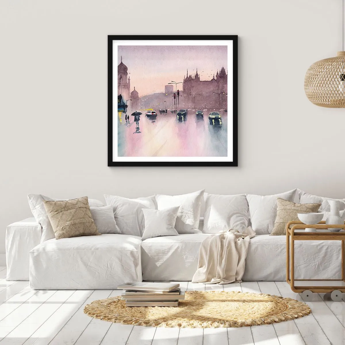 Plakat w czarnej ramie - W deszczowej mgiełce - 30x30 cm