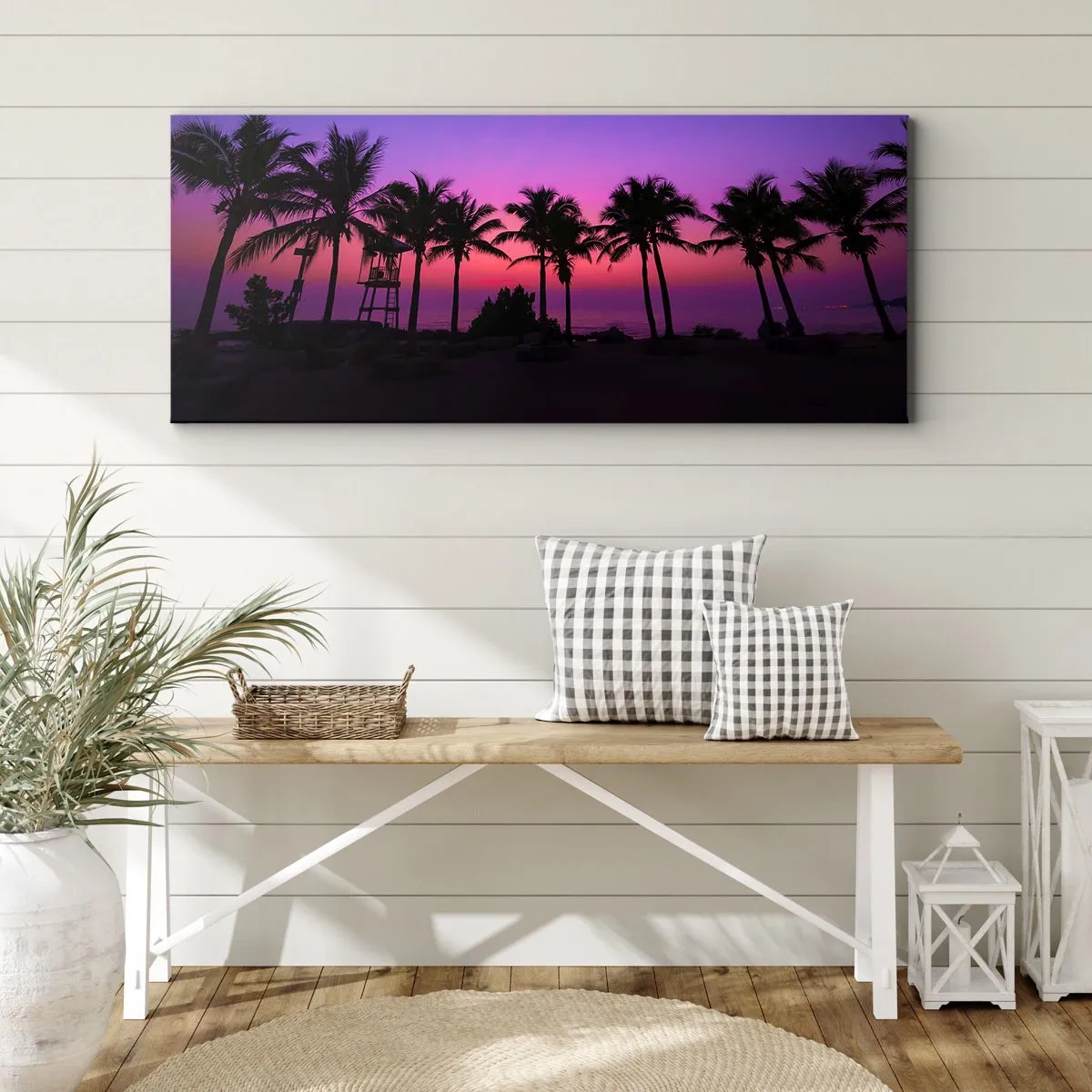 Obraz na płótnie - Wieczór pod palmami - 100x40 cm