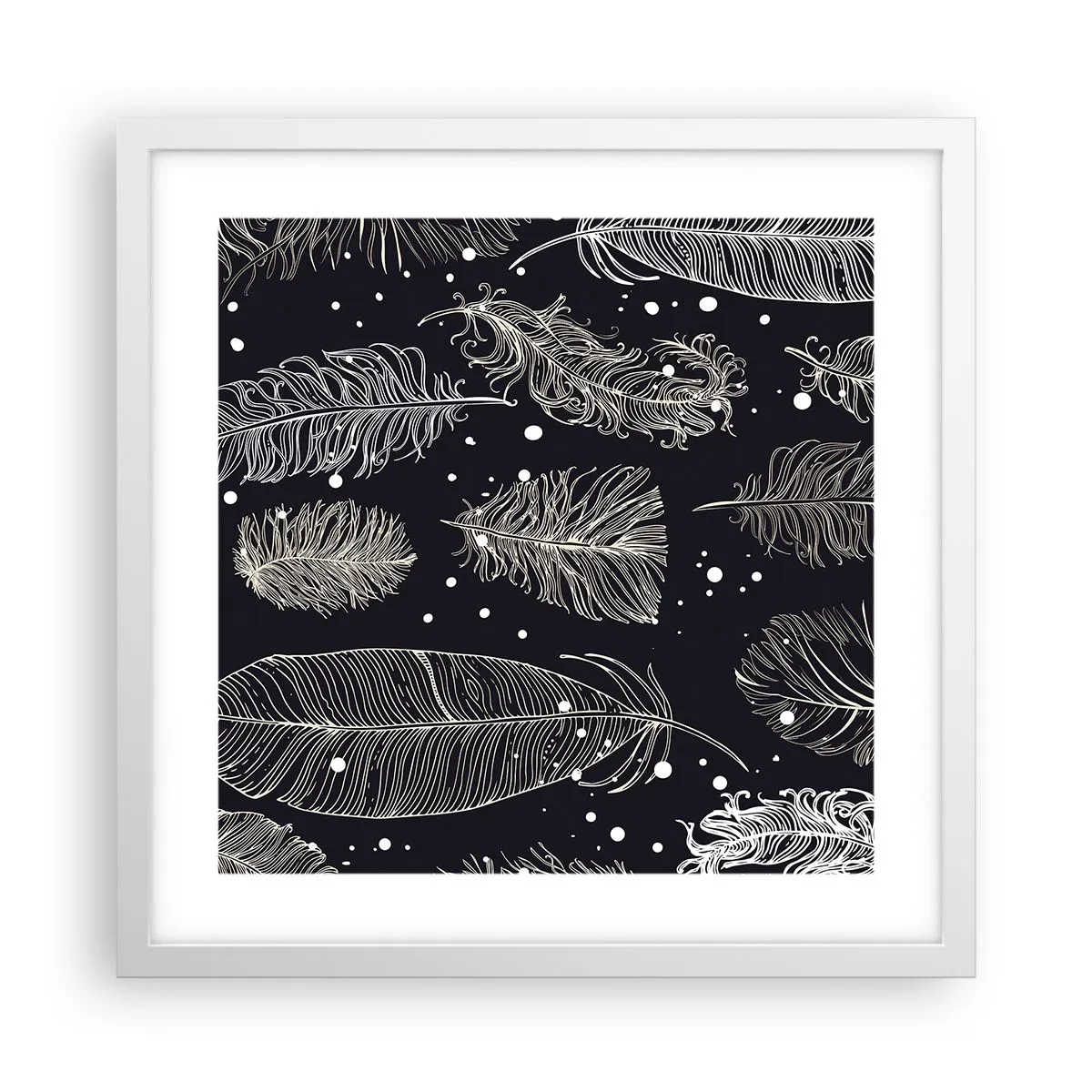 Plakat w białej ramie - Pierzasta koronka - 40x40 cm