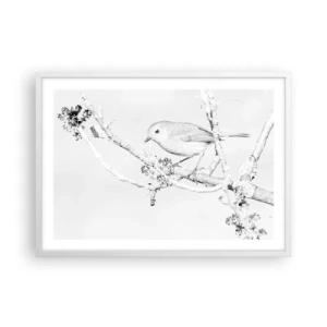 Plakat w białej ramie - Zimowy poranek - 70x50 cm