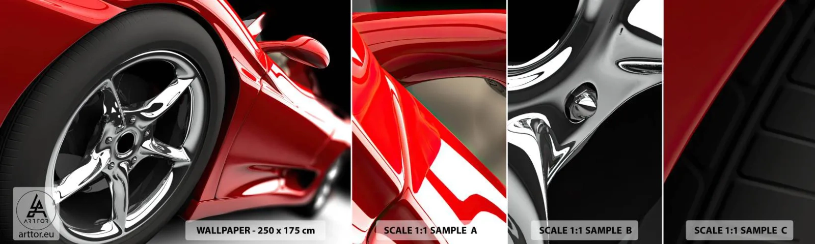 Fototapeta Próbka Standard Eco - Stworzony do szybkości - Motoryzacja, Samochód Sportowy, Felga - 100x30 cm