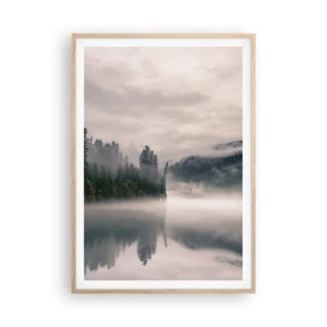 Plakat w ramie jasny dąb - W zadumie, we mgle - 70x100 cm