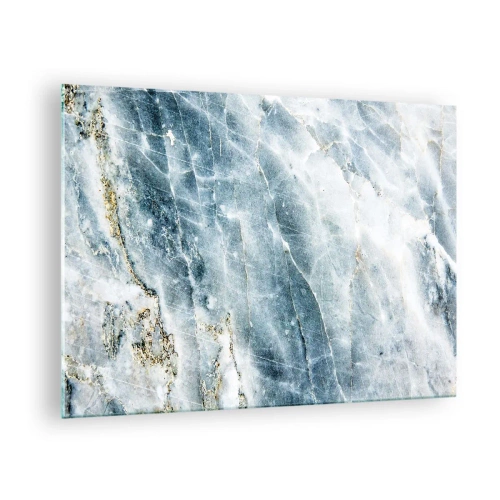 Obraz na szkle - Abstrakcyjna tekstura lodowego marmuru w odcieniach błękitu i bieli - 70x50cm - Lodowy świat - Nowoczesna dekoracja ścienna do salonu i sypialni ARTTOR