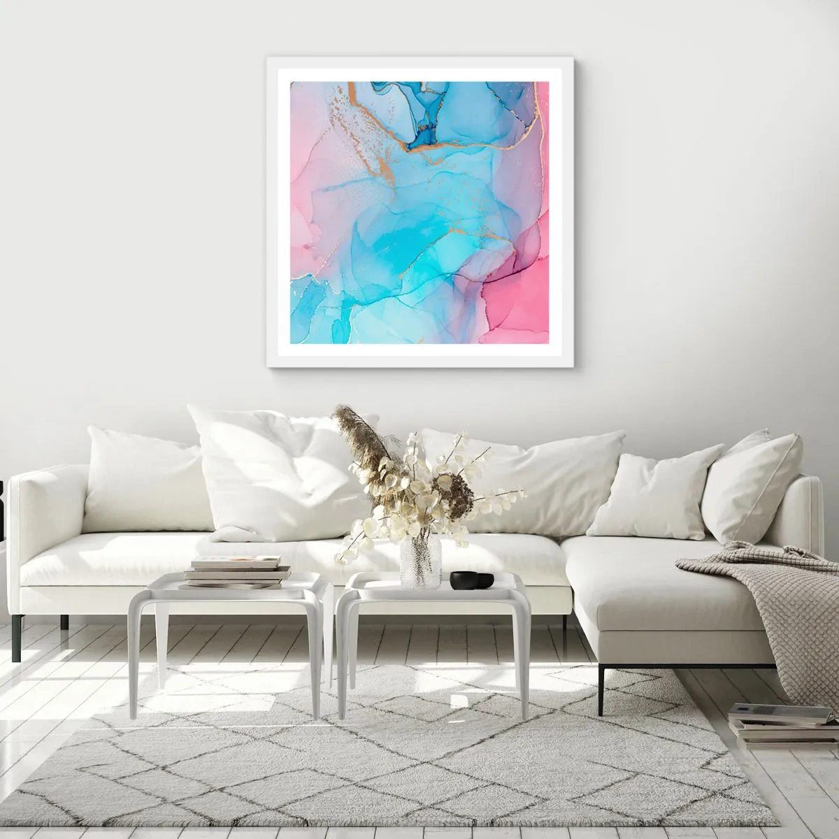 Plakat w białej ramie - Spotkanie i przenikanie - 60x60 cm