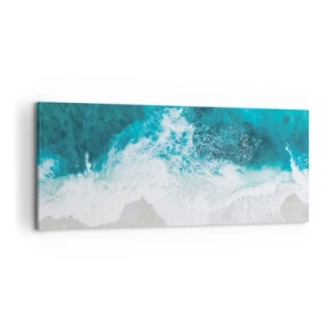 Obraz na płótnie - Turkusowe fale oceanu na jasnym piasku - 120x50cm - Naturalna pieszczota - Nowoczesna dekoracja ścienna do salonu i sypialni ARTTOR