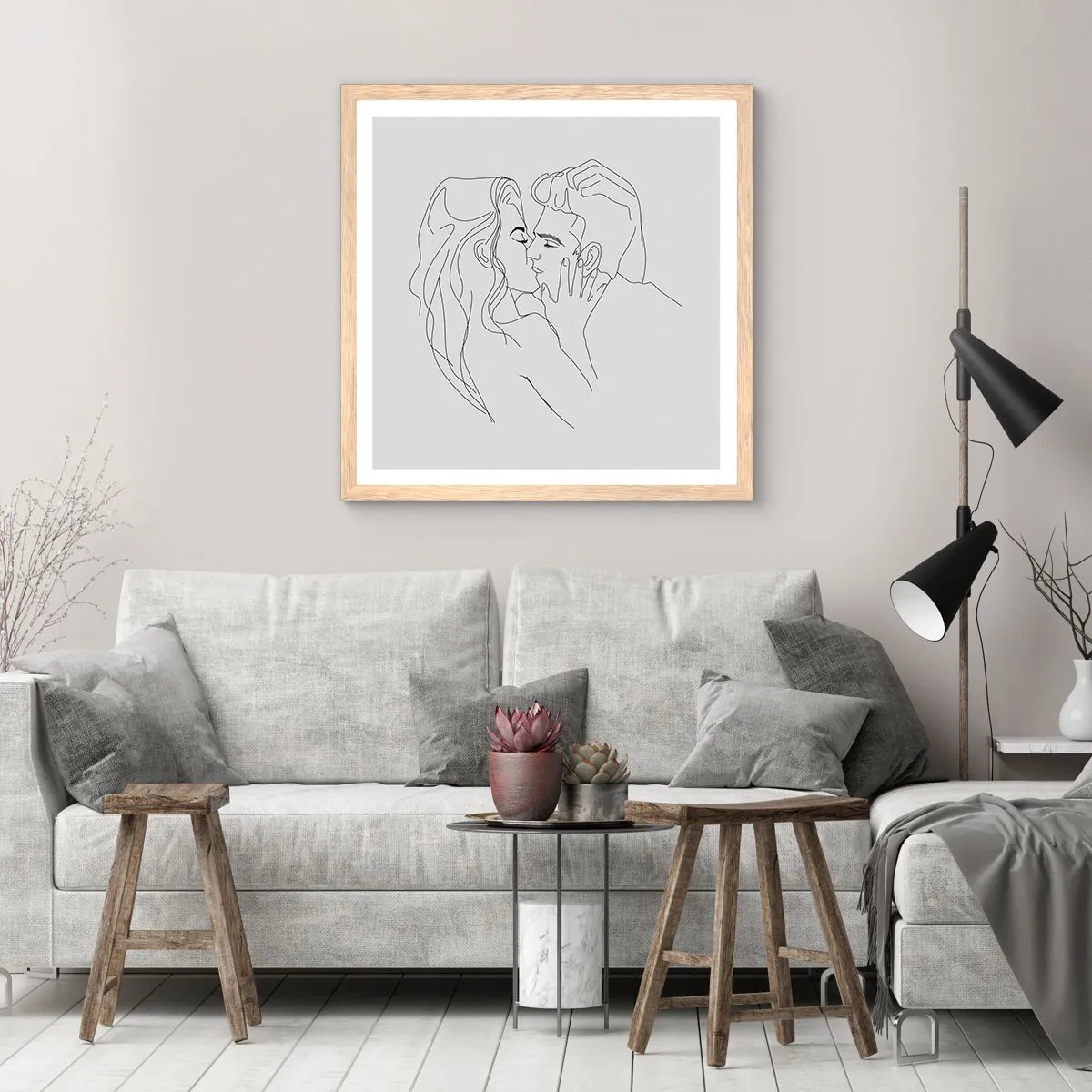 Plakat w ramie jasny dąb - Tą samą kreską - 60x60 cm