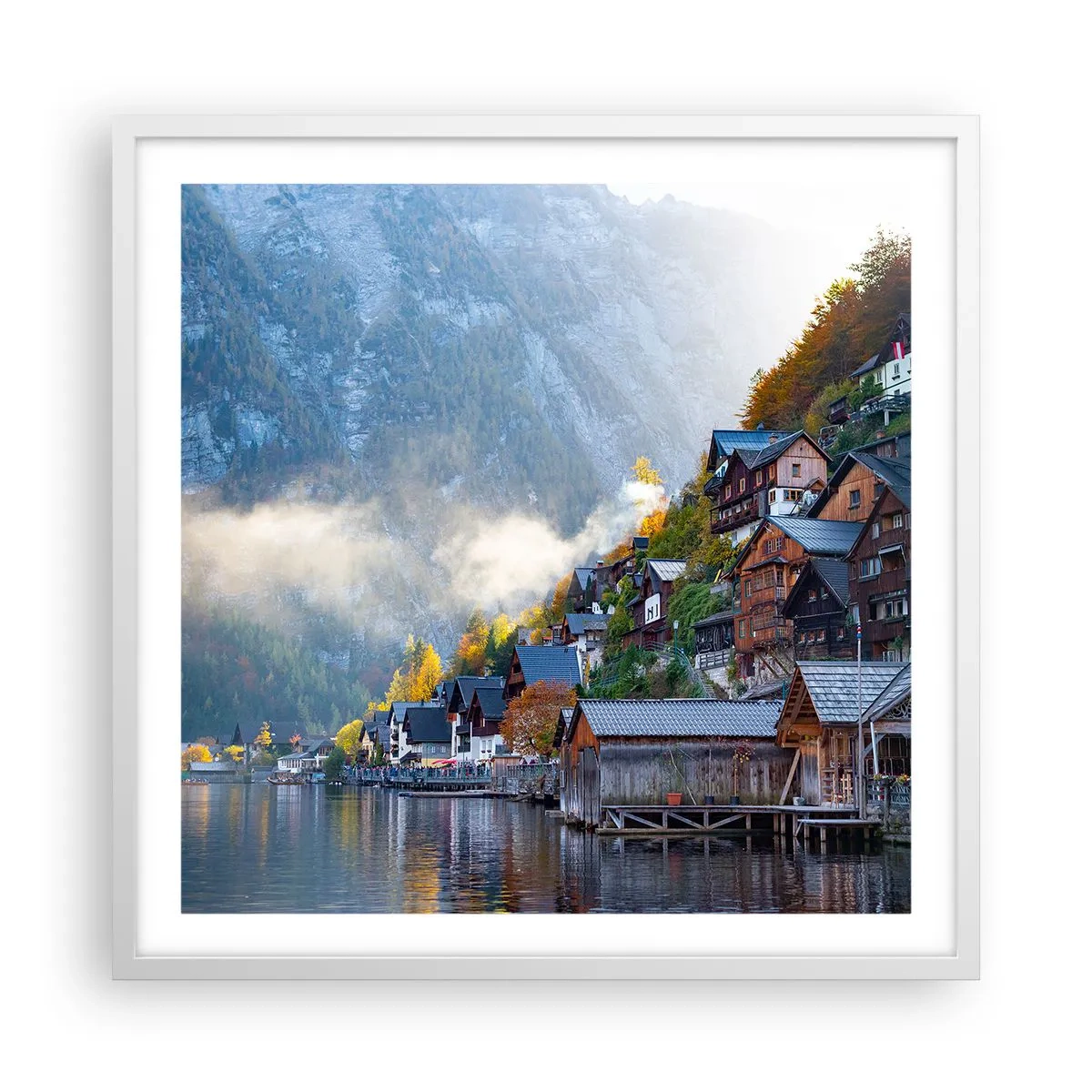 Plakat w białej ramie - Alpejskie klimaty - 60x60 cm