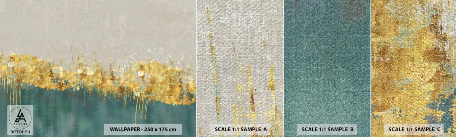 Fototapeta Próbka Premium Canvas - Złota granica - Art Deco, Sztuka, Pastelowe - 100x30 cm