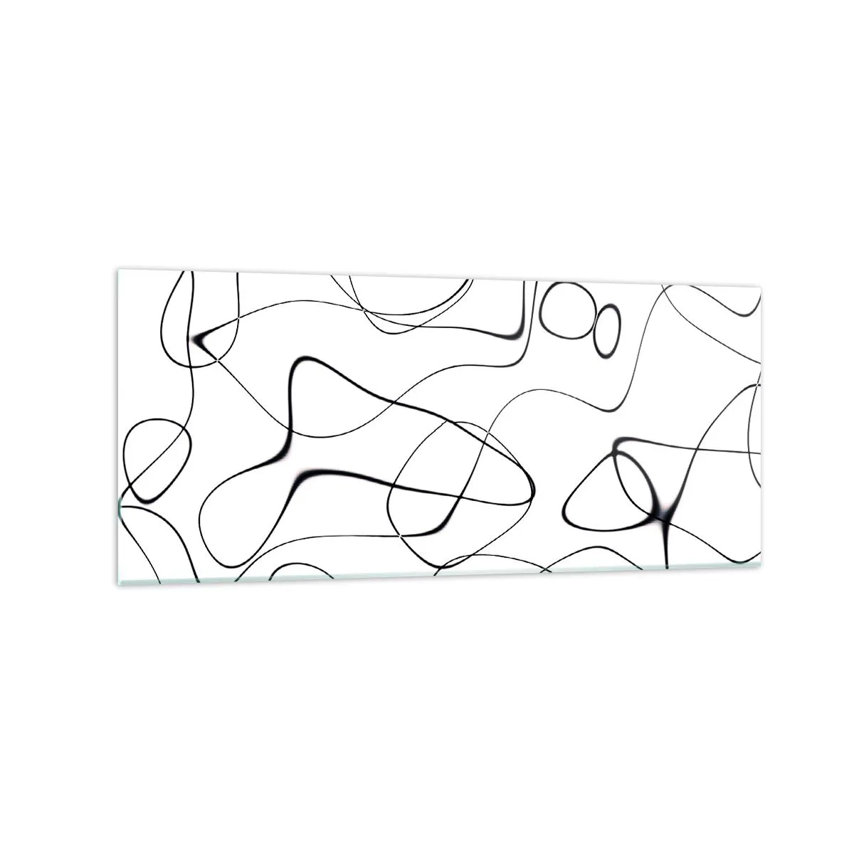 Obraz na szkle - Abstrakcyjne czarne linie na białym tle w minimalistycznym stylu - 120x50cm - Ścieżki życia, koleje losu - Nowoczesna dekoracja ścienna do salonu i sypialni ARTTOR