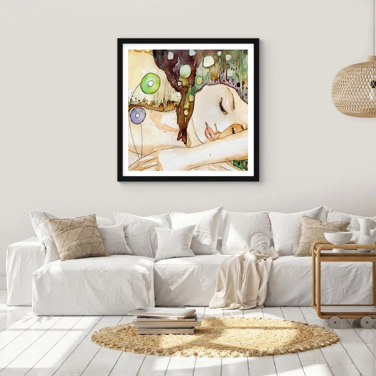 Plakat w czarnej ramie - Szmaragdowo-fiołkowy sen - 40x40 cm