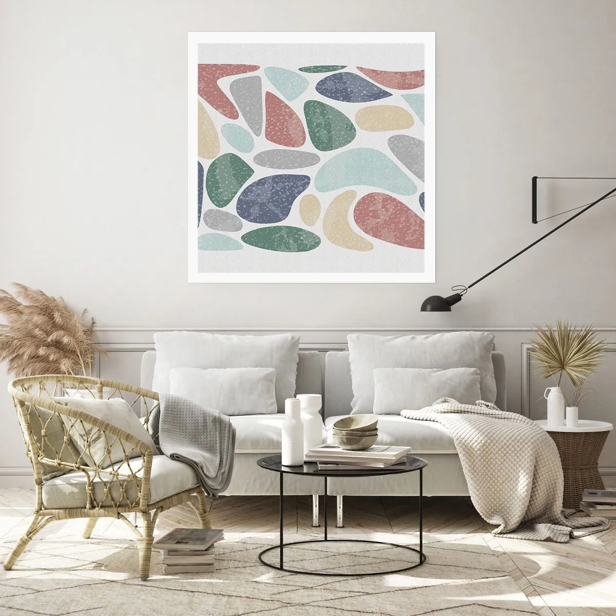Plakat - Mozaika pudrowanych barw - 60x60 cm
