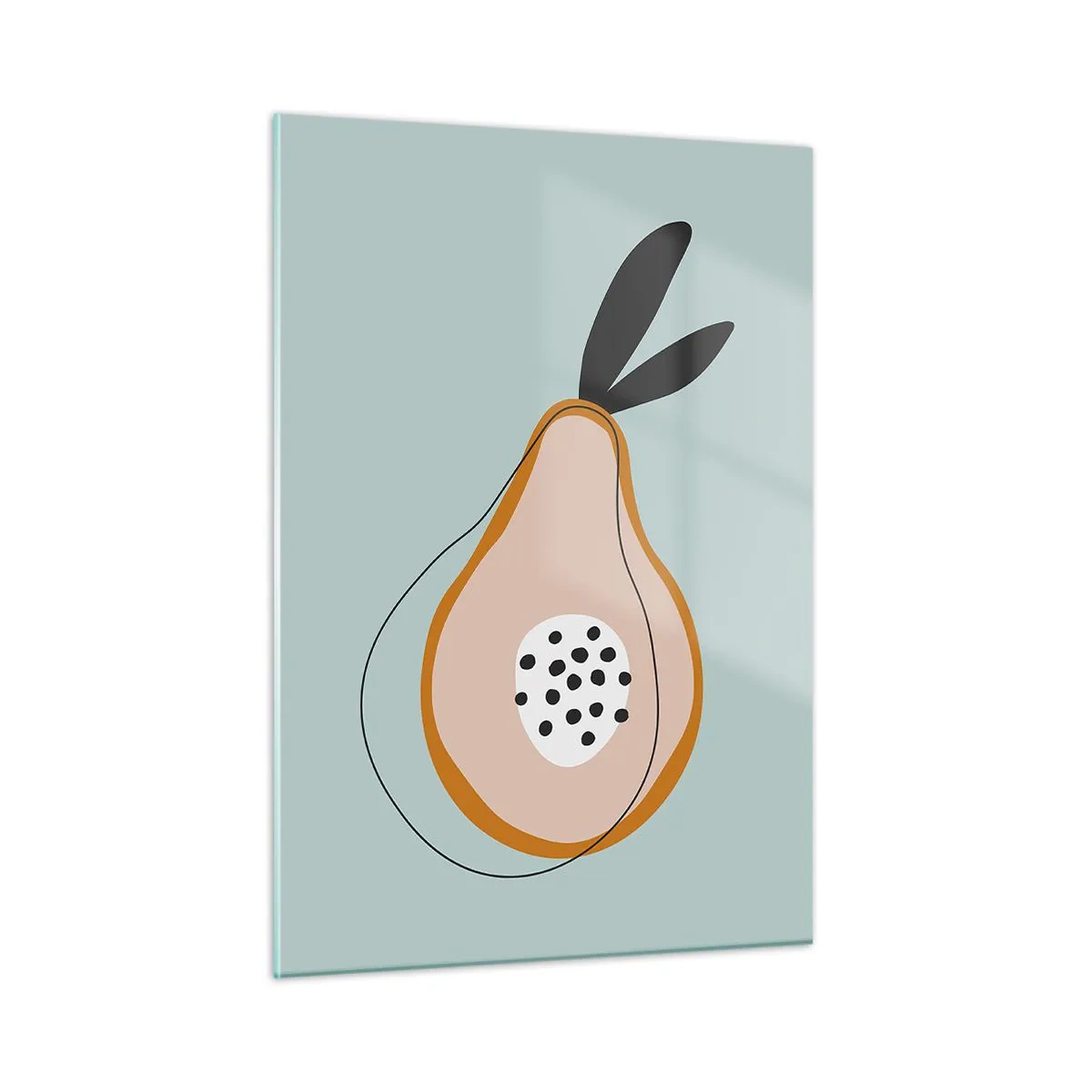 Obraz na szkle - Abstrakcyjna ilustracja gruszki w stylu minimalistycznym - 50x70cm - Przeniknąć w naturę rzeczy - Nowoczesna dekoracja ścienna do salonu, kuchni i sypialni ARTTOR