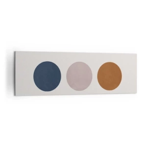 Obraz na płótnie - Minimalistyczna kompozycja z trzema kolorowymi kołami - 160x50cm - Symbol doskonałości - Nowoczesna dekoracja ścienna do salonu i sypialni ARTTOR