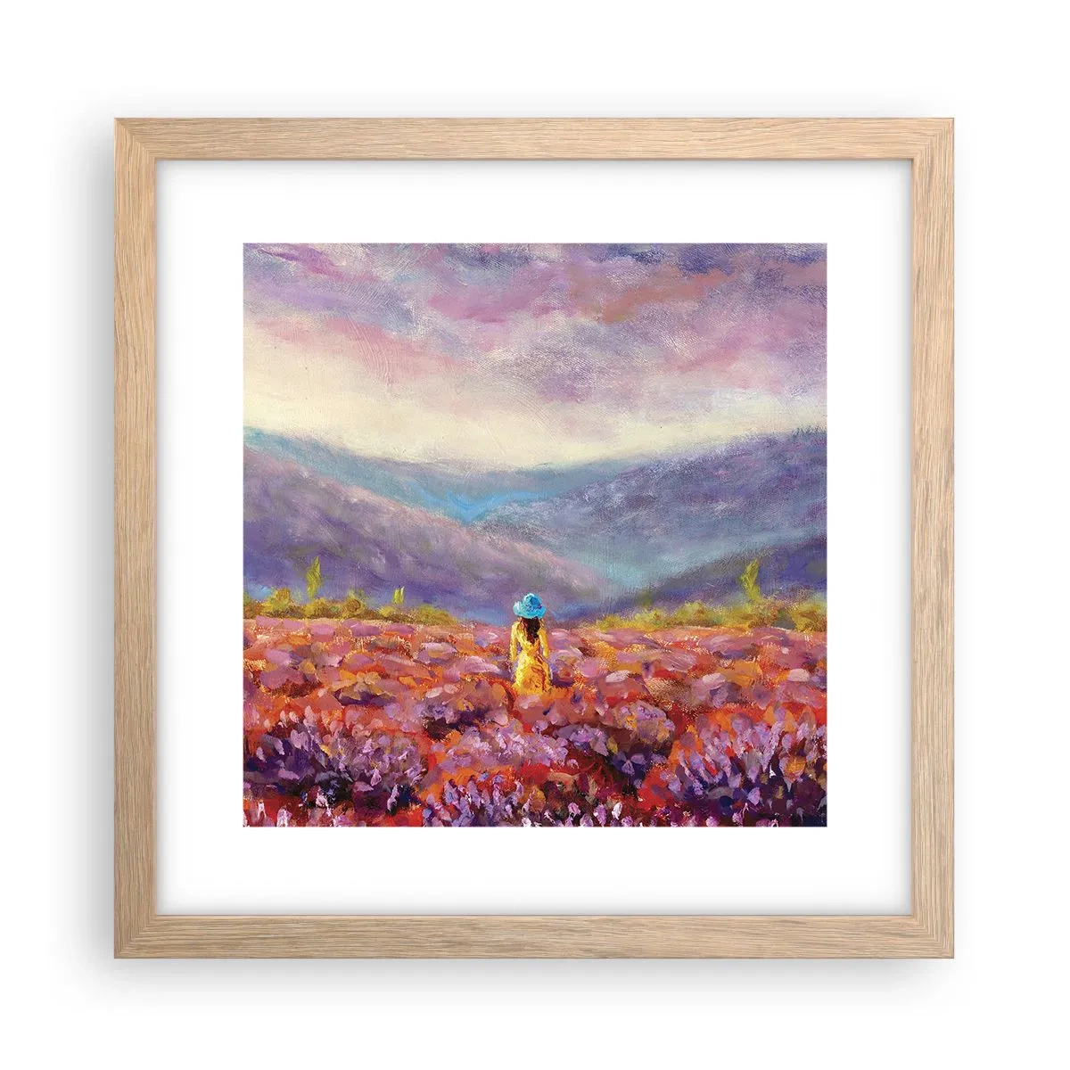 Plakat w ramie jasny dąb - W lawendowym świecie - 30x30 cm