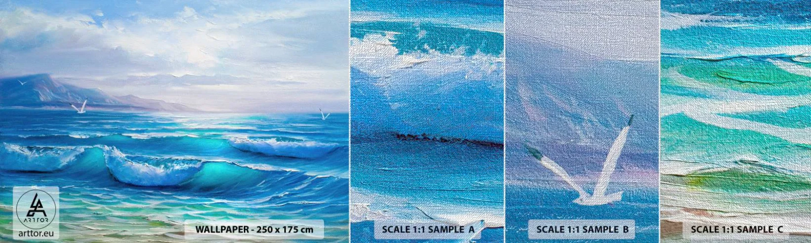 Fototapeta Próbka Premium Canvas - Niesie ukojenie - Abstrakcja, Morze, Grafika - 100x30 cm