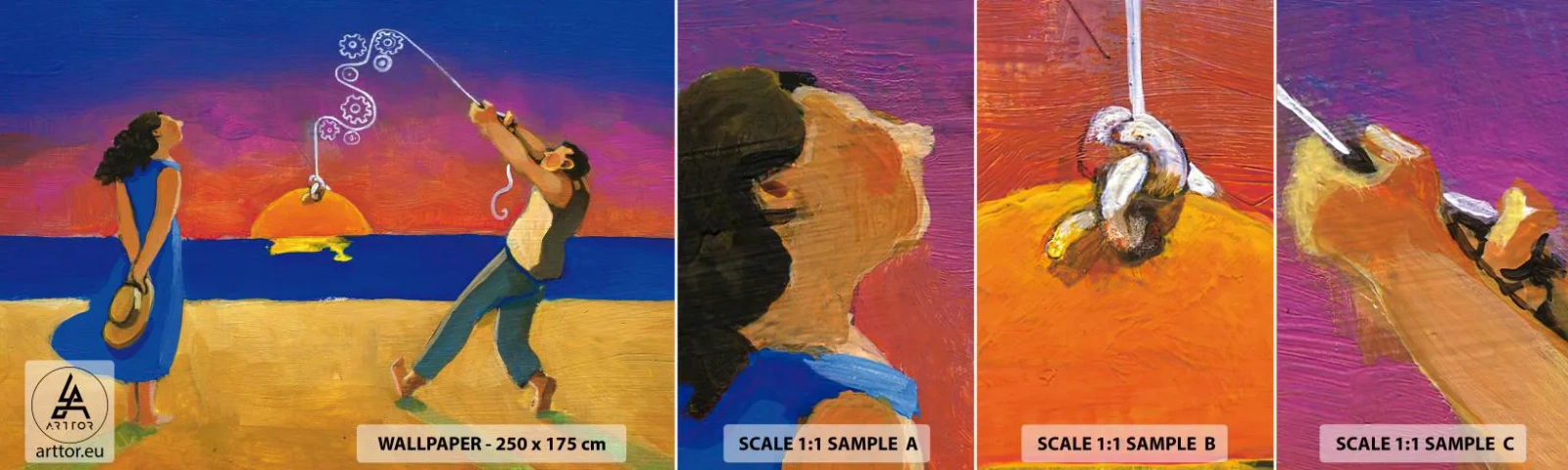 Fototapeta Próbka Samoprzylepna Deluxe Sticker - Więcej niż gwiazdka z nieba - Abstrakcja, Kobieta I Mężczyzna, Malarstwo - 100x30 cm