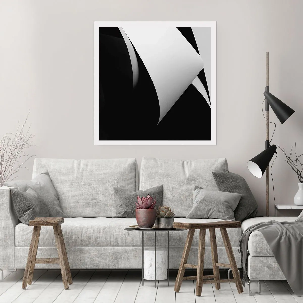 Plakat - Płaszczyzny światła z głębi cienia - 50x50 cm