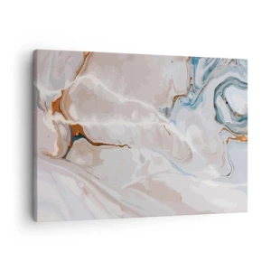 Obraz na płótnie - Abstrakcyjny wzór w odcieniach bieli i błękitu - 70x50cm - Błękitne meandry pod bielą - Nowoczesna dekoracja ścienna do salonu i sypialni ARTTOR