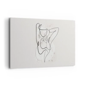 Obraz na płótnie - Abstrakcyjna postać w stylu line art na jasnym tle - 120x80cm - Sztuka uwodzenia - Nowoczesna dekoracja ścienna do salonu, kuchni i sypialni ARTTOR