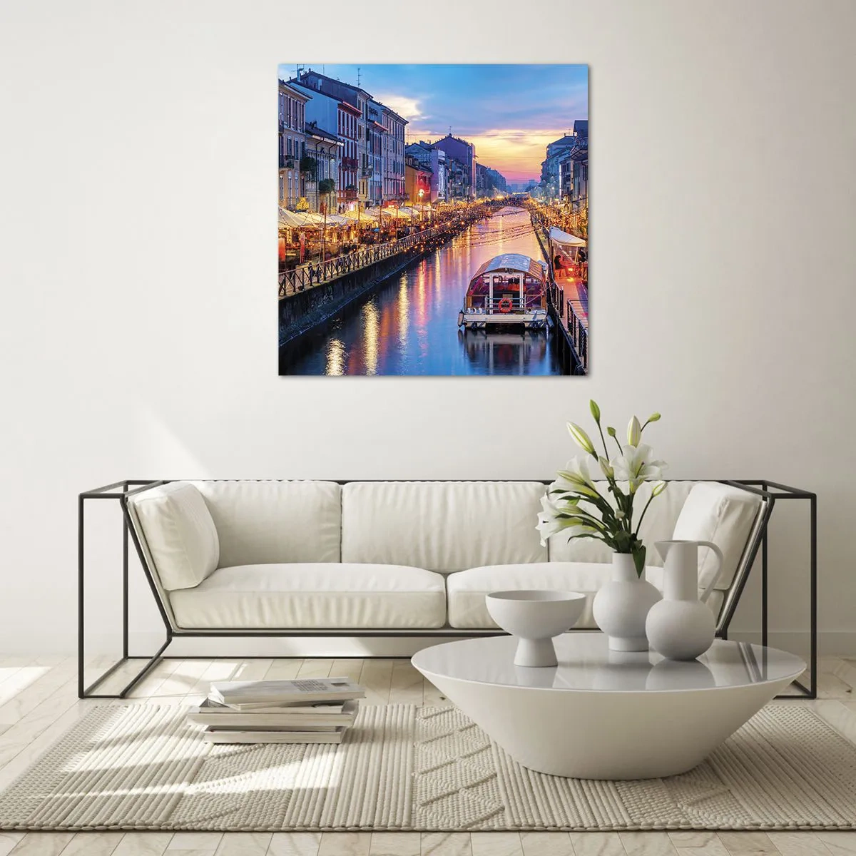 Obraz na szkle - Wieczór światła i zabawy - 50x50 cm