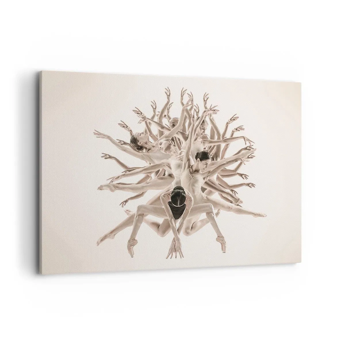 Obraz na płótnie - Abstrakcyjna kompozycja tancerzy w ruchu - 100x70cm - Rozkwitanie w tańcu - Nowoczesna dekoracja ścienna do salonu, kuchni i sypialni ARTTOR