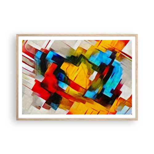 Plakat w ramie jasny dąb - Różnobarwny przekładaniec - 100x70 cm