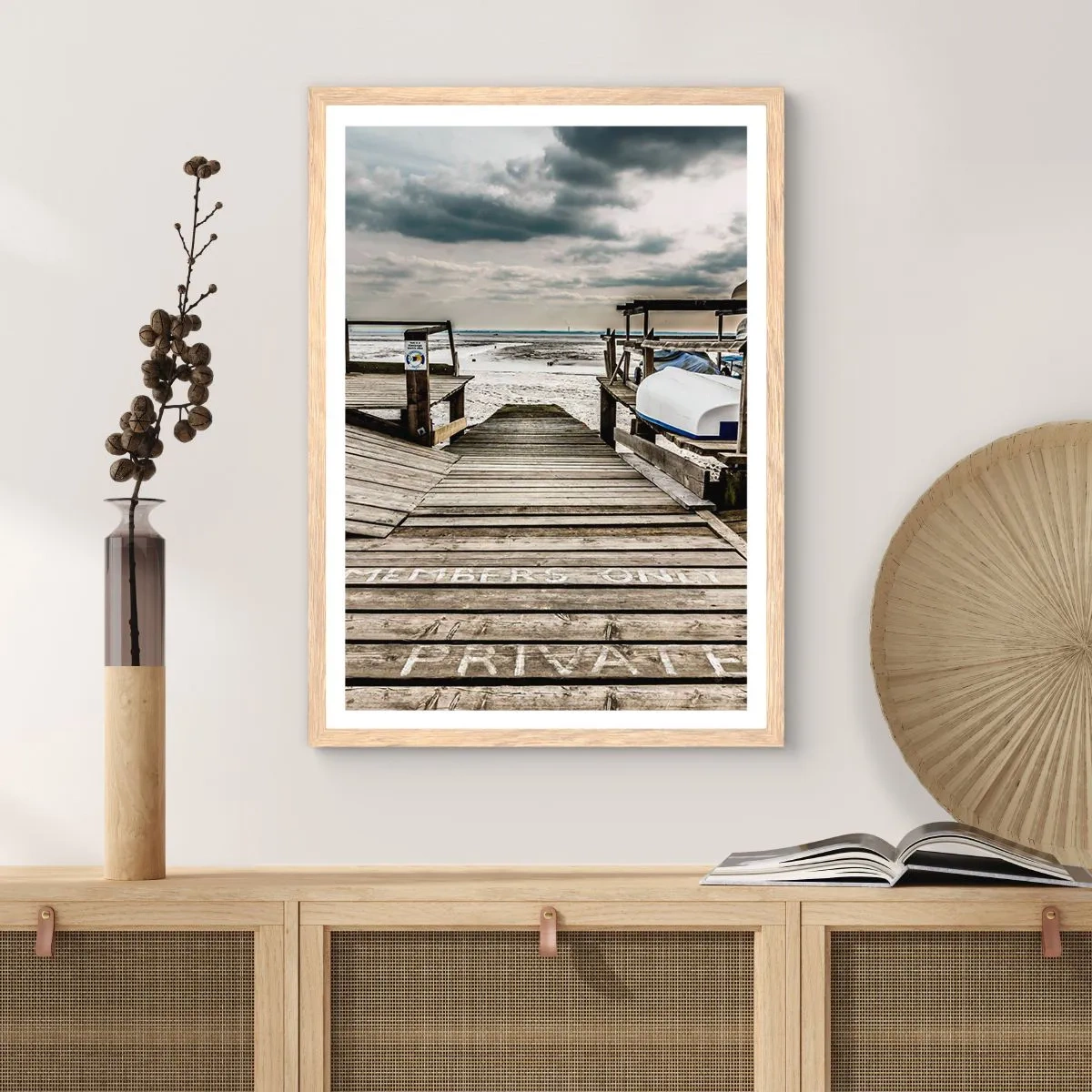 Plakat w ramie jasny dąb - Plaża północy - 70x100 cm