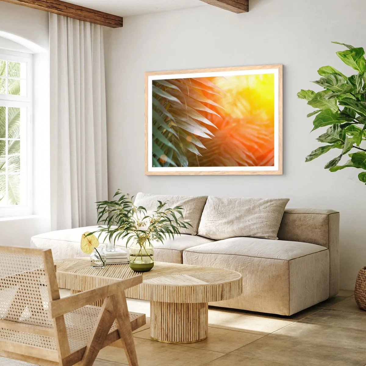 Plakat w ramie jasny dąb - Poranek w dżungli - 40x30 cm