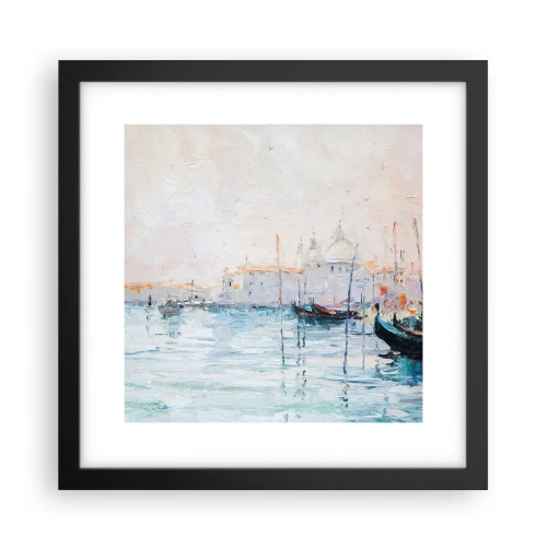 Plakat w czarnej ramie - Za wodą, za mgłą - 30x30 cm
