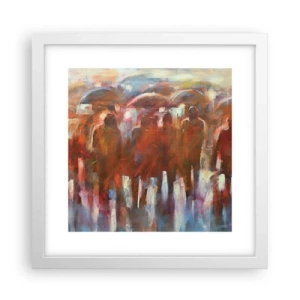 Plakat w białej ramie - Równi w deszczu i mgle - 30x30 cm