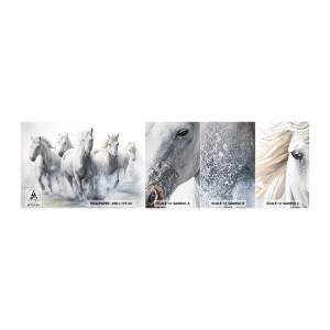Fototapeta Próbka Standard Eco - Biała magia - Konie, Zwierzęta, Akwarela - 100x30 cm
