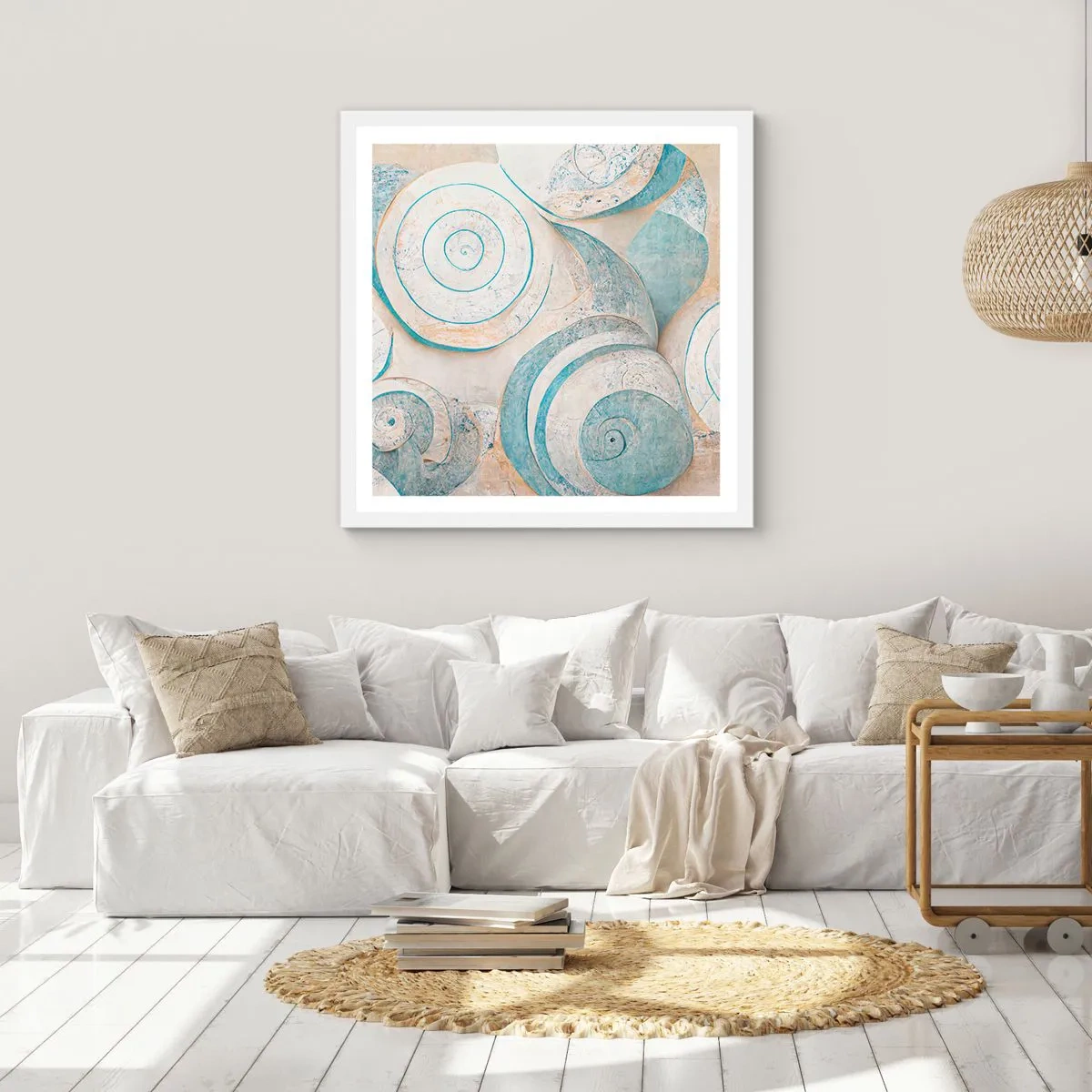 Plakat w białej ramie - Co kryje muszla? - 50x50 cm