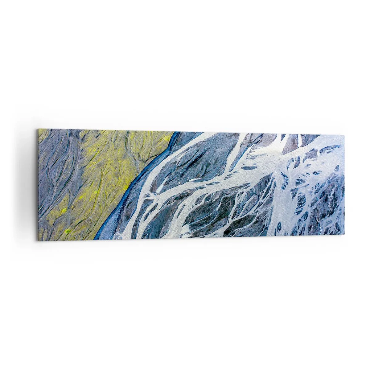 Obraz na płótnie - Abstrakcyjny widok na meandrujące koryta rzek z lotu ptaka - 160x50cm - Naskalne malowidła natury - Nowoczesna dekoracja ścienna do salonu i sypialni ARTTOR