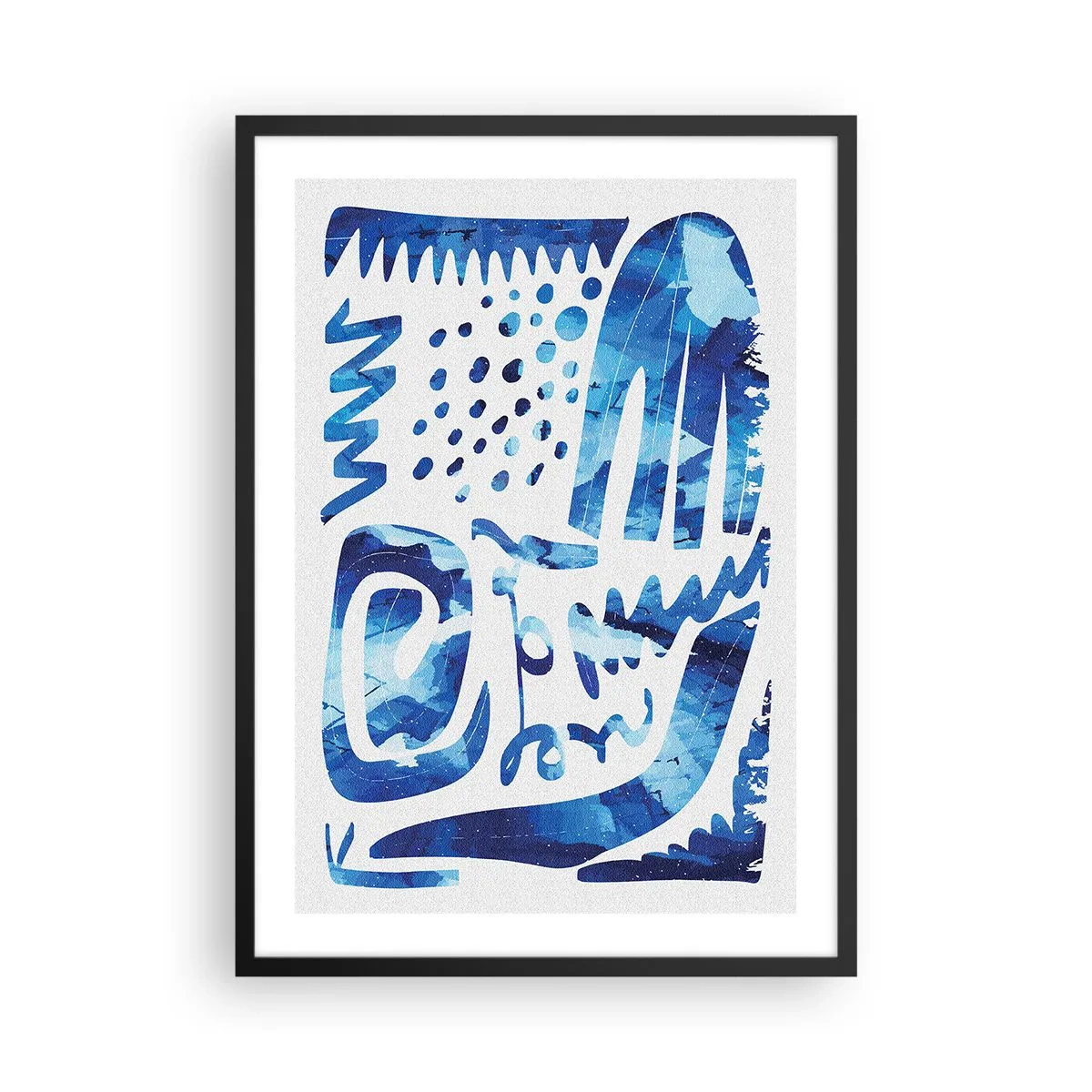 Plakat w czarnej ramie - Nowoczesna abstrakcja w odcieniach niebieskiego - 50x70cm - Powrót do korzeni - Nowoczesna dekoracja ścienna do salonu i sypialni ARTTOR