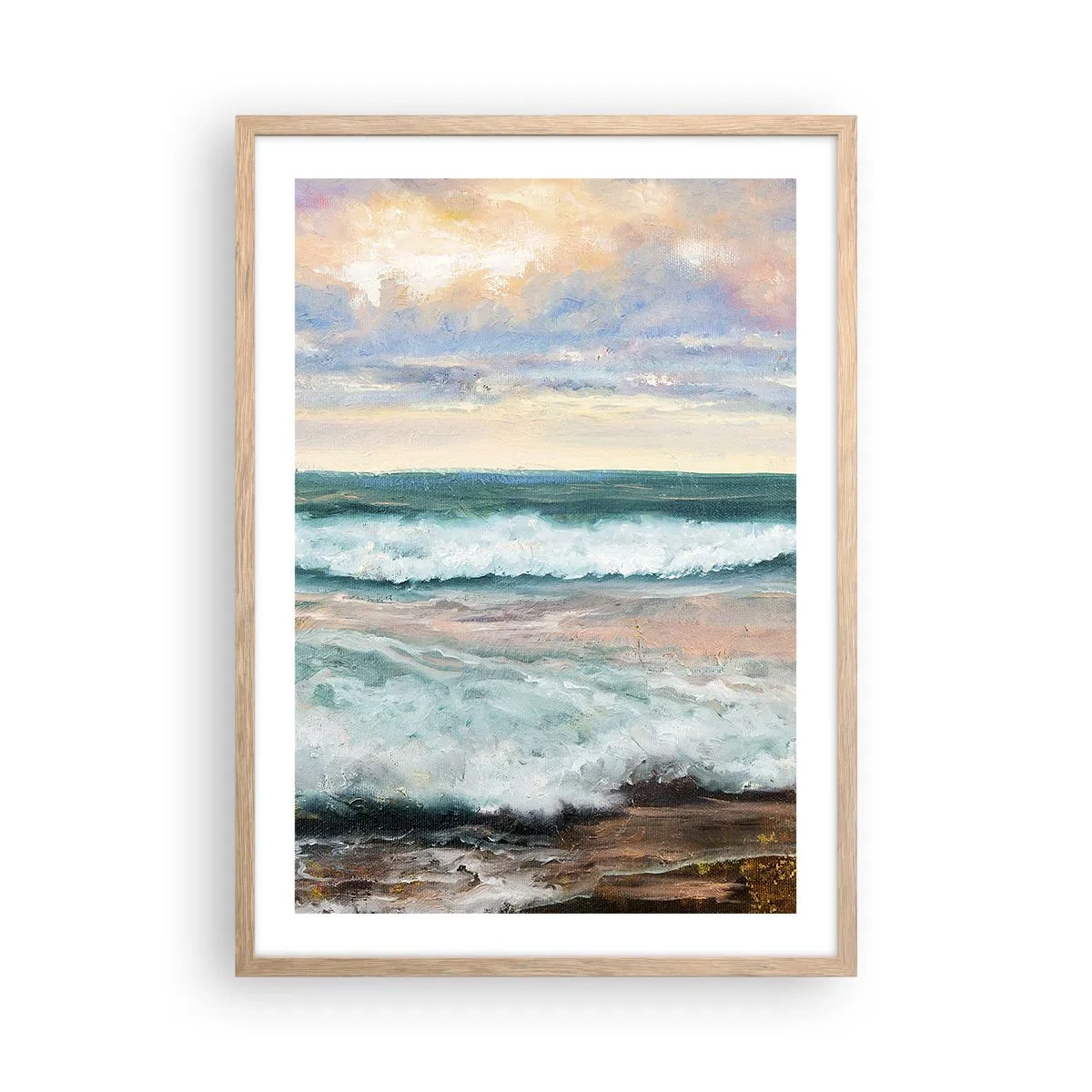 Plakat w ramie jasny dąb - Tutaj wygładzisz duszę - 50x70 cm