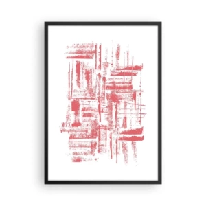 Plakat w czarnej ramie - Czerwone geometryczne linie na białym tle - 50x70cm - Czerwone miasto - Nowoczesna dekoracja ścienna do salonu i sypialni ARTTOR