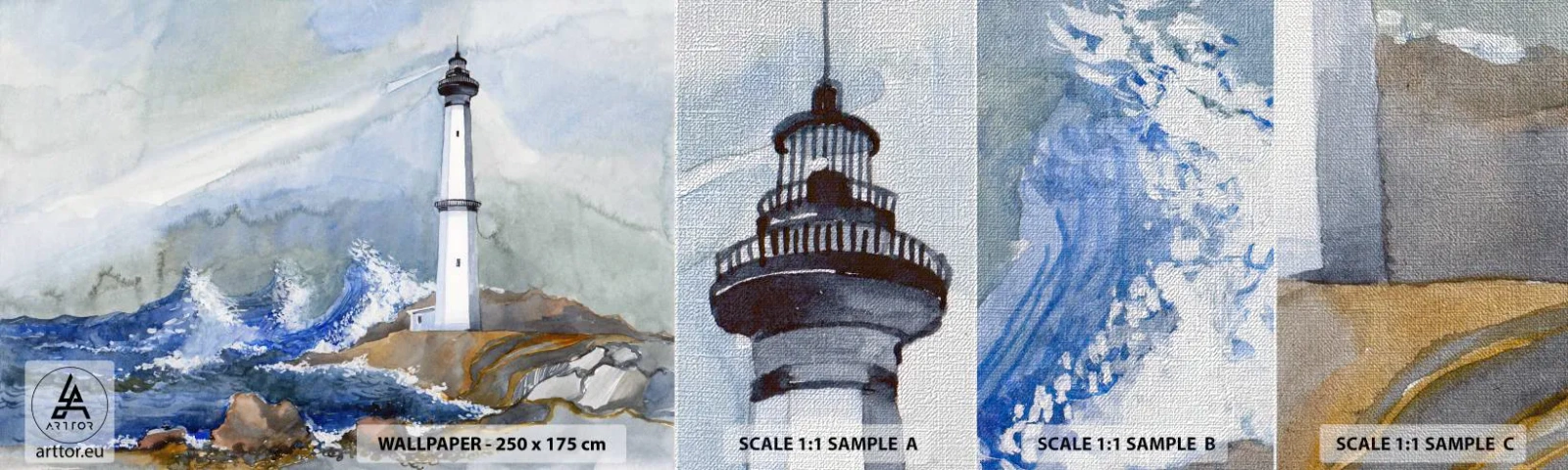 Fototapeta Próbka Premium Canvas - Przeciwko ciemności i nawałnicy - Latarnia Morska, Krajobraz, Ocean - 100x30 cm