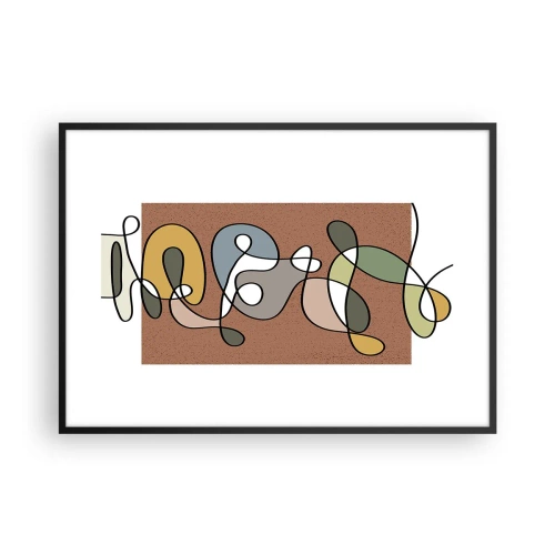 Plakat w czarnej ramie - Kolorowa abstrakcja z plamami i liniami - 100x70cm - Abstrakcja warta uśmiechu - Nowoczesna dekoracja ścienna do salonu i sypialni ARTTOR