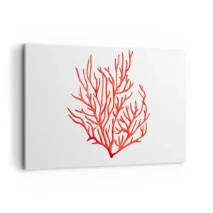 Obraz na płótnie - Czerwony koral na białym tle w minimalistycznym stylu - 120x80cm - Koralowy filigran - Nowoczesna dekoracja ścienna do salonu, kuchni i sypialni ARTTOR