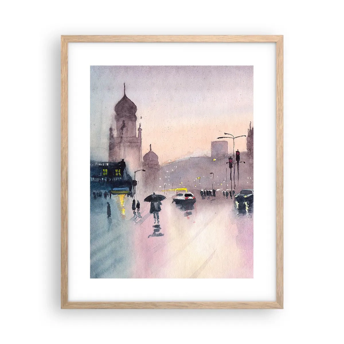 Plakat w ramie jasny dąb - W deszczowej mgiełce - 40x50 cm
