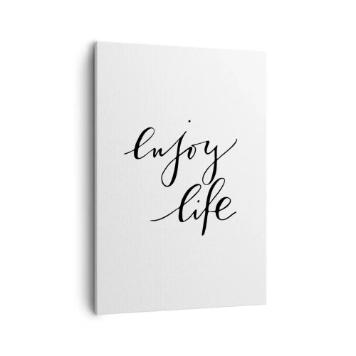 Obraz na płótnie - Minimalistyczny napis 'Enjoy Life' na białym tle - 50x70cm - Nic dodać… - Nowoczesna dekoracja ścienna do salonu, kuchni i sypialni ARTTOR