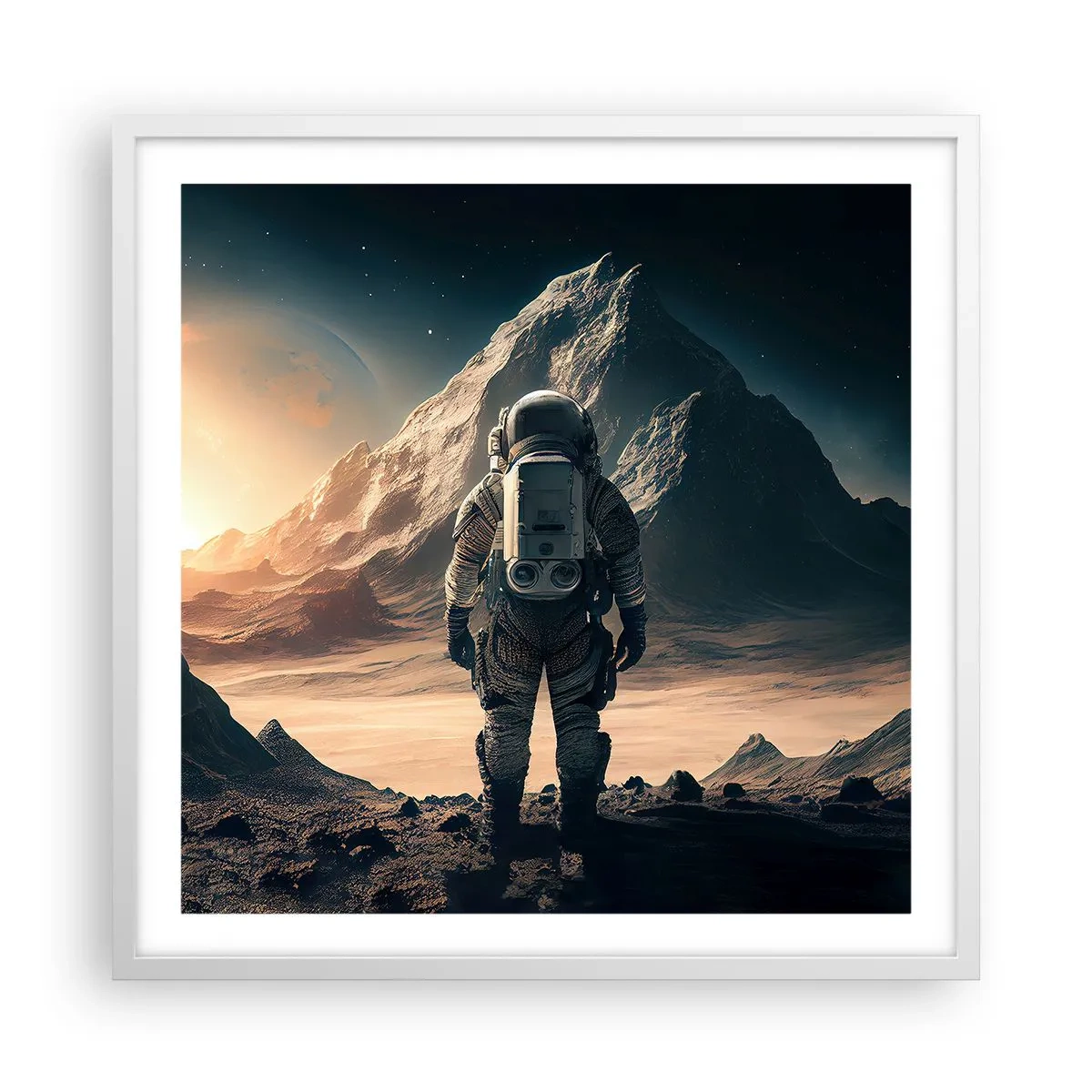 Plakat w białej ramie - Nowe wyzwanie - 60x60 cm