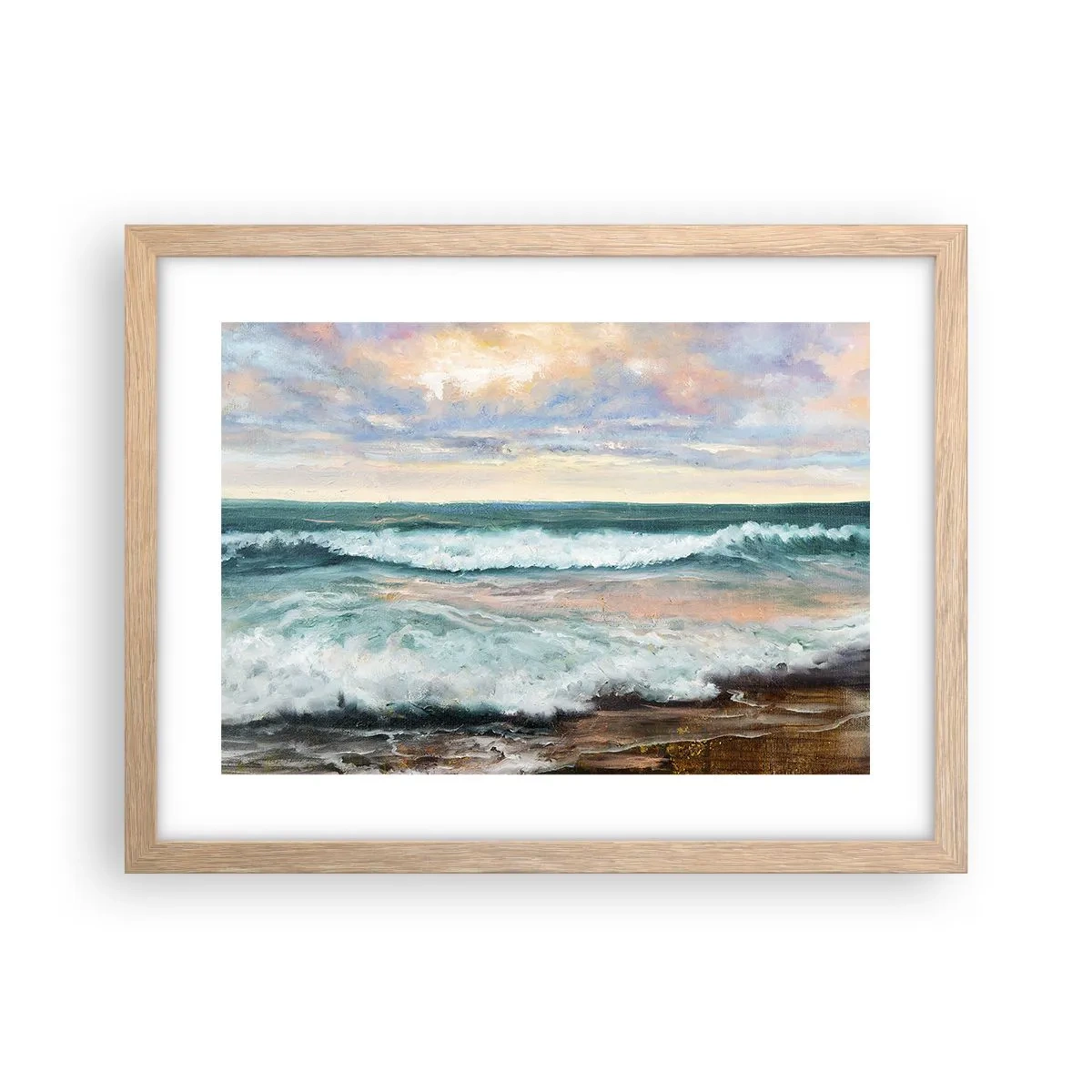 Plakat w ramie jasny dąb - Tutaj wygładzisz duszę - 40x30 cm